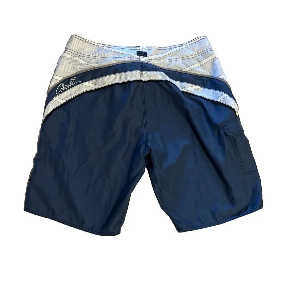 Vintage O'Neill Men's Board Shorts Swim Trunks Blue Y2K Surf Size 36